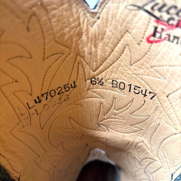 Lucchese Women's Black Leather Embellished Cowboy Cowgirl Boots US Size 6.5 - Picture 12 of 13